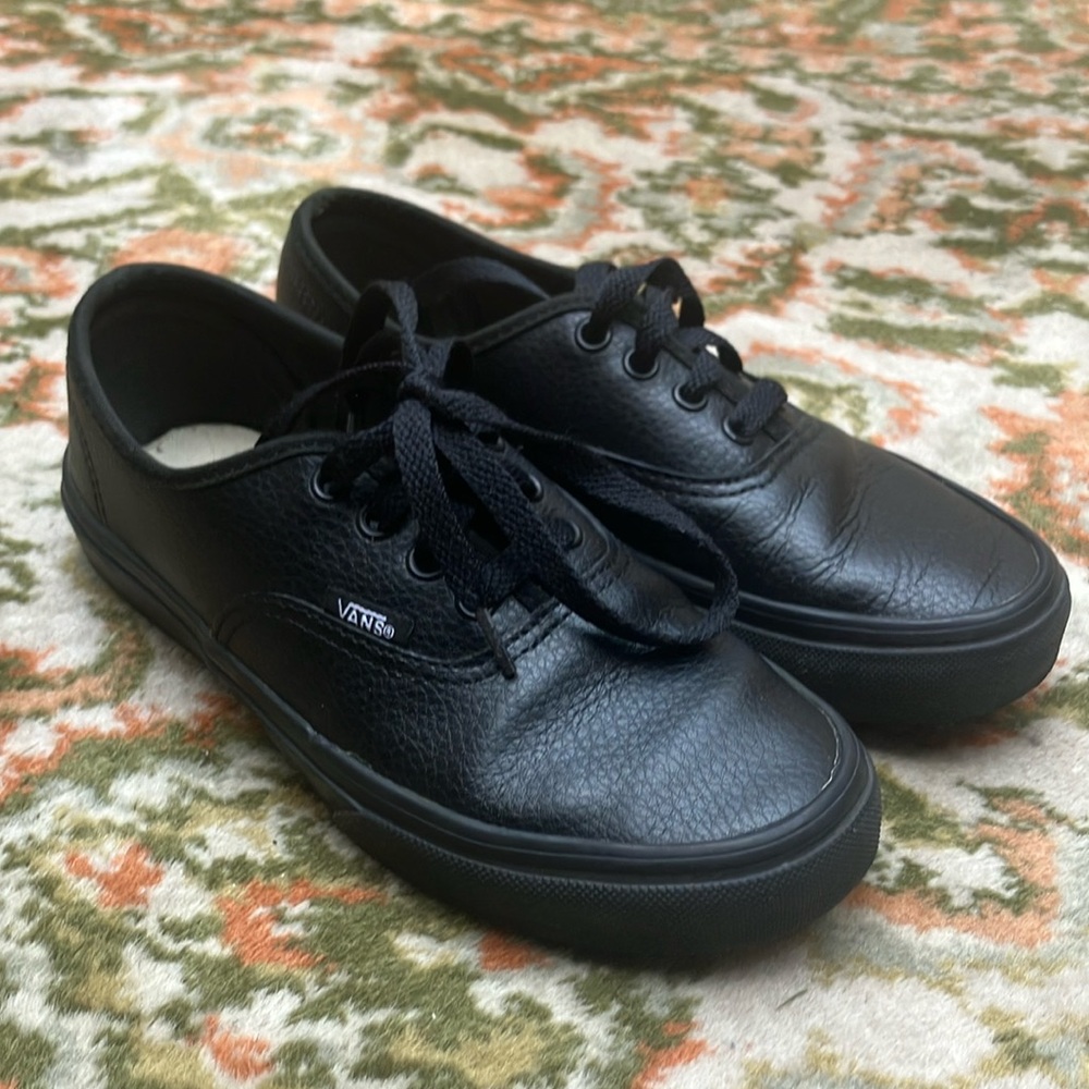 Vans Kids Black Leather Sneakers